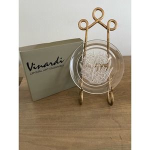 Vintage Vinardi Leaded Crystal Daffodil Plate 080-I Japan T Yamamoto